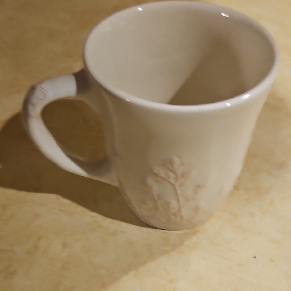 Longaberger Cream Mug with Pink Floral Design - Picture 3 of 7